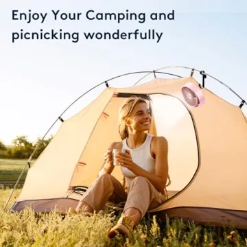 BURLAN Cordless Desk Fan - Quiet, Portable, LED Light