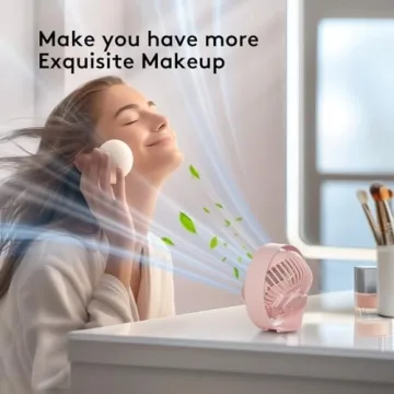 BURLAN Cordless Desk Fan - Quiet, Portable, LED Light