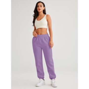AUTOMET Women’s Winter Casual Baggy Fleece Lined Sweatpants Fashion High Waisted Joggers Pants Ath...