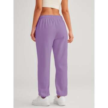 AUTOMET Women’s Winter Casual Baggy Fleece Lined Sweatpants Fashion High Waisted Joggers Pants Athletic Clothes with Pockets Purple M