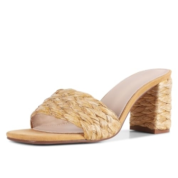 Lyrisiphy Women's Rattan Braided Heeled Sandals - Chic Comfort for Summer