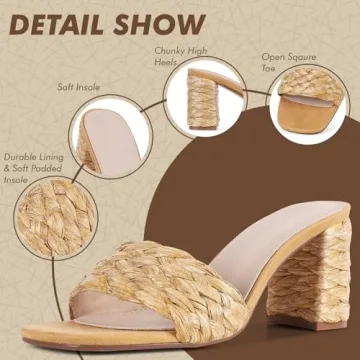 Shop Lyrisiphy Rattan Braided Heeled Sandals for Summer Style