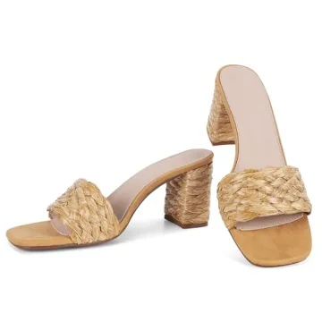 Shop Lyrisiphy Rattan Braided Heeled Sandals for Summer Style