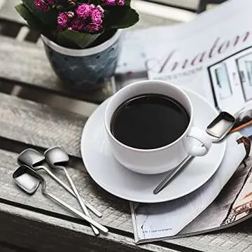 IQCWOOD Demitasse Spoons, Espresso Spoons, 5.6 Inches 18/10 Stainless Steel Mini Spoons Tea Spoons Small Spoons, Coffee Spoons Dessert Spoons Honey Spoons Tiny Spoons for Coffee, Set of 6