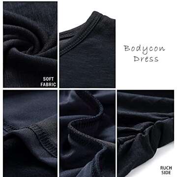 BTFBM Women's 2025 Summer Casual Beach Dresses Crew Neck Short Sleeve Wrap Party Club Mini Ruched Bodycon T Shirt Dress(104Blue, Medium)