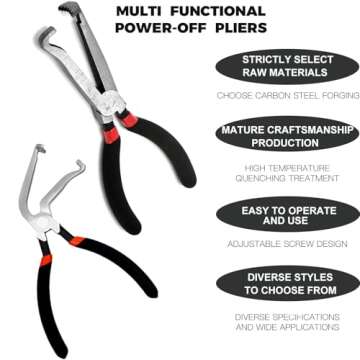 2Pcs Electrical Disconnect Pliers, Electrical Connector Pliers for Cars, Fuel Line Petrol Clip Pipe Pliers, Automotive Electrical Plug Connector Disconnect Tools Push Tab Style Plugs(1*Straight+1*60°)