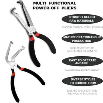 2Pcs Electrical Disconnect Pliers, Electrical Connector Pliers for Cars, Fuel Line Petrol Clip Pipe Pliers, Automotive Electrical Plug Connector Disconnect Tools Push Tab Style Plugs(1*Straight+1*60°)