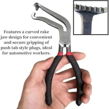 2Pcs Electrical Disconnect Pliers, Electrical Connector Pliers for Cars, Fuel Line Petrol Clip Pipe Pliers, Automotive Electrical Plug Connector Disconnect Tools Push Tab Style Plugs(1*Straight+1*60°)