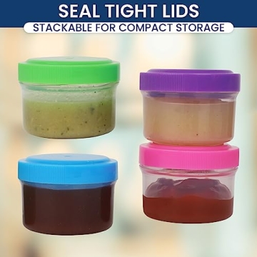 Leakproof BPA-Free Condiment Containers 4-Pack Screw Lids