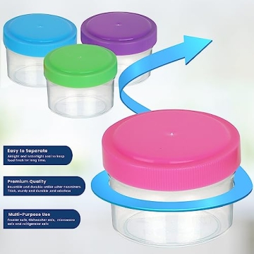 Leakproof BPA-Free Condiment Containers 4-Pack Screw Lids