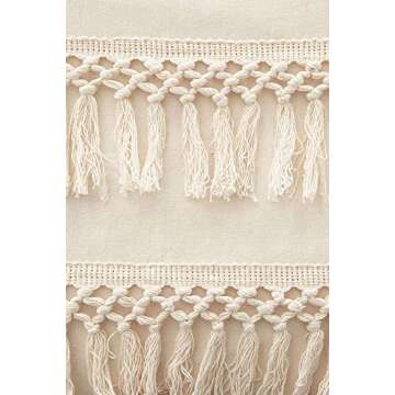 White Duvet Cover Queen Fringed Cotton Tassel Duvet Cover Quilt Cover Full Queen, 86inx90in