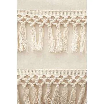 White Duvet Cover Queen Fringed Cotton Tassel Duvet Cover Quilt Cover Full Queen, 86inx90in