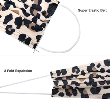 Stylish Disposable Cheetah Face Masks - 50pcs for Travel