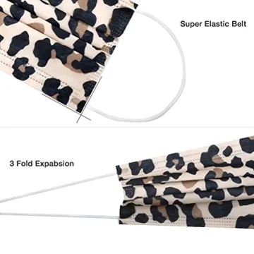 Stylish Disposable Cheetah Face Masks - 50pcs for Travel