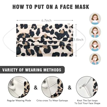 Stylish Disposable Cheetah Face Masks - 50pcs for Travel