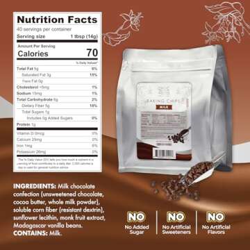 ChocZero Milk Chocolate Chips - No Sugar Added, Low Carb, Keto Friendly, Gluten Free - 20 Ounce Bulk...