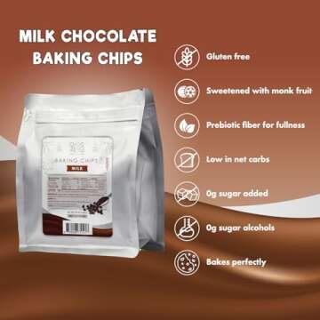 ChocZero Milk Chocolate Chips - No Sugar Added, Low Carb, Keto Friendly, Gluten Free - 20 Ounce Bulk Bag for Baking Keto Diet Cookies and Dessert