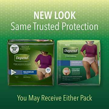 Depend FIT-FLEX Incontinence Underwear for Women, Maximum Absorbency, L, Tan (Packaging may vary)