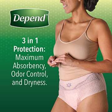 Depend FIT-FLEX Incontinence Underwear for Women, Maximum Absorbency, L, Tan (Packaging may vary)