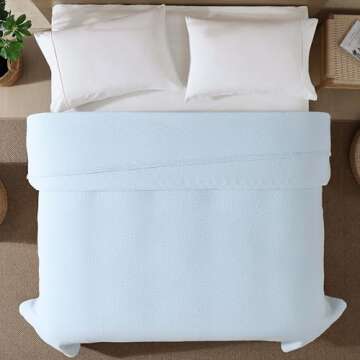 Beatrice Home Fashions Ice Blue Organic Cotton Medium Weight Blanket, Soft and Cozy for Bed & Couch