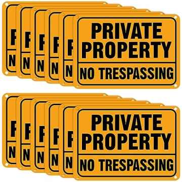 LEIFIDE 12 Pcs No Trespassing Signs Private Property Medium Size Reflective Aluminum Warning Signs f...