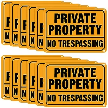 LEIFIDE 12 Pcs No Trespassing Signs Private Property Medium Size Reflective Aluminum Warning Signs f...