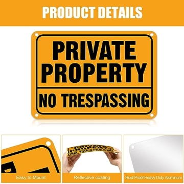 LEIFIDE No Trespassing Signs Metal Aluminum Security Signs