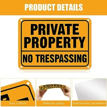 LEIFIDE No Trespassing Signs Metal Aluminum Security Signs