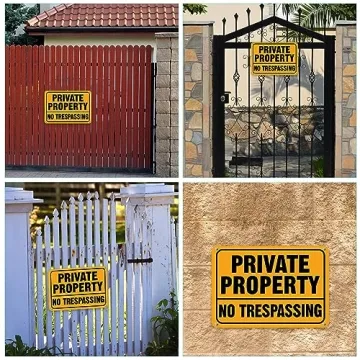 LEIFIDE No Trespassing Signs Metal Aluminum Security Signs