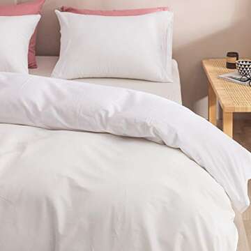 Wellboo White Comforter Sets Queen Plain White Bedding Comforters Cotton Solid White Bed Quilts Queen Size Cozy Women Men All White Minimalist Bedding Full Adults Teens Pure White Durable Blankets