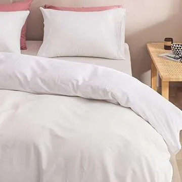 Wellboo White Comforter Sets Queen Plain White Bedding Comforters Cotton Solid White Bed Quilts Queen Size Cozy Women Men All White Minimalist Bedding Full Adults Teens Pure White Durable Blankets