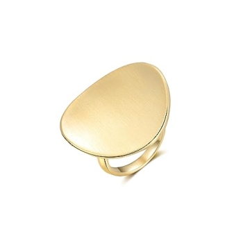 Aprilery Gold Rings for Women, Fashion Chunky Signet Statement Rings Gold Plated Band Ring Wide Meta...