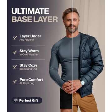 Thermajohn Thermal Shirts for Men Long Sleeve Thermal Compression Shirts for Men Base Layer Cold Weather (Black, Medium)