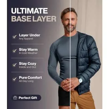 Thermajohn Thermal Shirts for Men Long Sleeve Thermal Compression Shirts for Men Base Layer Cold Weather (Black, Medium)