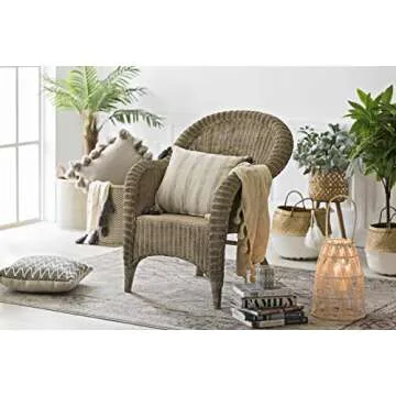 Grey Square Cotton Pillow with Tassels