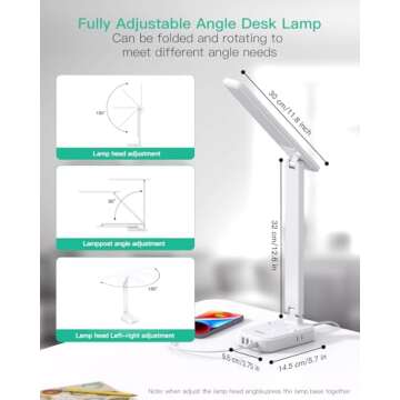 Power Strip with LED Desk Lamp, PD 30W Touch Desk Lamps, 4 Outlets 4 USB Ports(2 USB C) Small Desk Lamp 5FT Extension Cord Table Lamp for Home Office College Dorm Room Essentials Bedroom Bedside Study