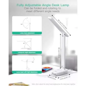 Power Strip with LED Desk Lamp, PD 30W Touch Desk Lamps, 4 Outlets 4 USB Ports(2 USB C) Small Desk Lamp 5FT Extension Cord Table Lamp for Home Office College Dorm Room Essentials Bedroom Bedside Study