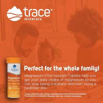 Trace Minerals Magnesium Effervescent - Bone & Circulatory Health Support Supplement - Magnesium Supplement to Aid Cardiovascular Health & Positive Outlook - Orange, 8 Containers (80 Servings)
