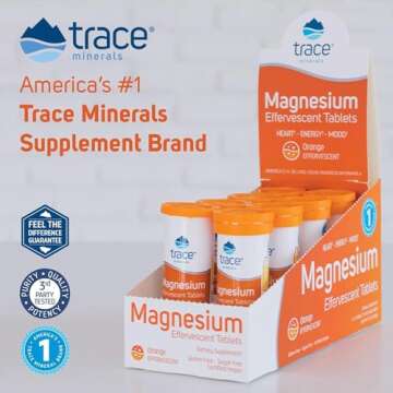 Trace Minerals Magnesium Effervescent - Bone & Circulatory Health Support Supplement - Magnesium Supplement to Aid Cardiovascular Health & Positive Outlook - Orange, 8 Containers (80 Servings)