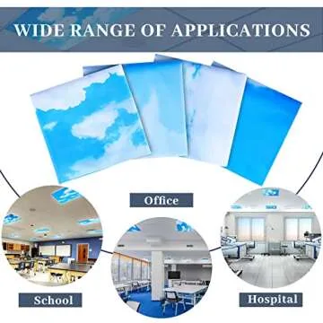 Hortsun 4 Pcs 4 x 2 Feet Fluorescent Light Covers for Ceiling Lights Classroom Office Magnetic Light Filters Light Diffusers for Reducing Harsh Glare Flicker Home Decorations (Blue Sky Cloud)