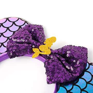 WOVOWOVO Mouse Ears Bow Headbands for Women, Halloween Decoration Glitter Hairbands Party Princess C...
