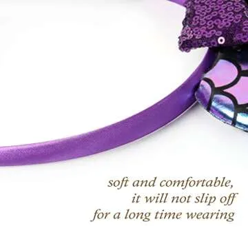 WOVOWOVO Mouse Ears Bow Headbands for Women, Halloween Decoration Glitter Hairbands Party Princess Cosplay Costume Hair Accessories, Green