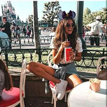 WOVOWOVO Mouse Ears Bow Headbands for Women, Halloween Decoration Glitter Hairbands Party Princess Cosplay Costume Hair Accessories, Green