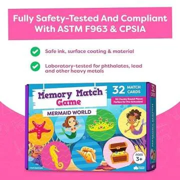 Mermaid Toys for Girls 4-6 Matching Game - Memory Game for Kids - Girls Toys 4-5 - Mermaid Gifts for Girls Age 4 Year Old Girl Birthday Gifts - Kids Games Preschool Educational Toys for Girls 3-5