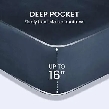 SLEEP ZONE Nanotex Super Soft Cooling King Bed Sheets Set 4 Piece - Easy Care Fitted Flat Sheet & Pillowcase Sets - Wrinkle Free, Fade Resistant, Deep Pocket 16" (Navy Blue, King)