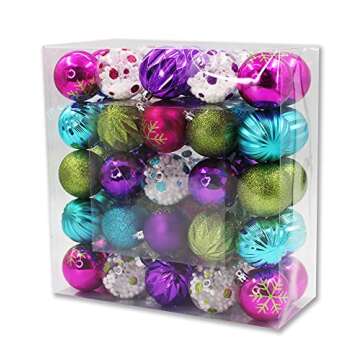 50 Pack of 2-inch Shatterproof Ornaments - Perfect for Holiday Decor