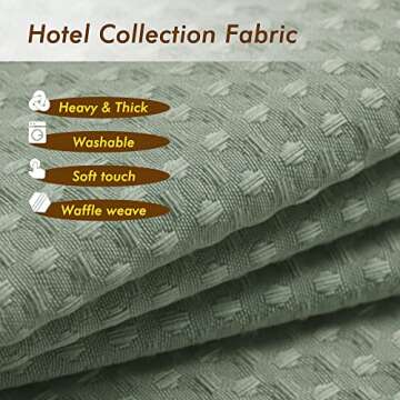 Barossa Design Sage Green Shower Curtain Waffle Weave - Hotel Luxury Heavyweight Thick Fabric Shower...
