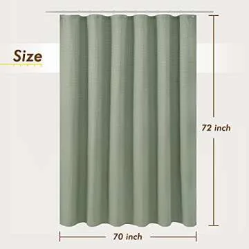 Barossa Design Sage Green Shower Curtain Waffle Weave - Hotel Luxury Heavyweight Thick Fabric Shower Curtains for Bathroom, Water Repellent, 71 x 72 inches