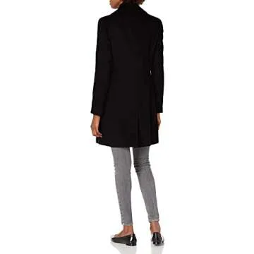 Calvin Klein Women's Classic Cashmere Wool Blend Coat - Deep Black, Size 10