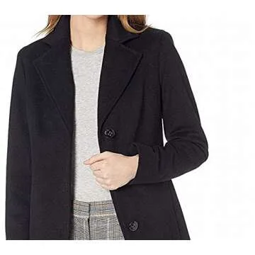 Calvin Klein Women's Classic Cashmere Wool Blend Coat - Black